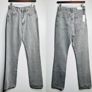 WeWoreWhat Icon High Rise Straight Leg Jeans – Washed Grey | Size 28‎ NWT
